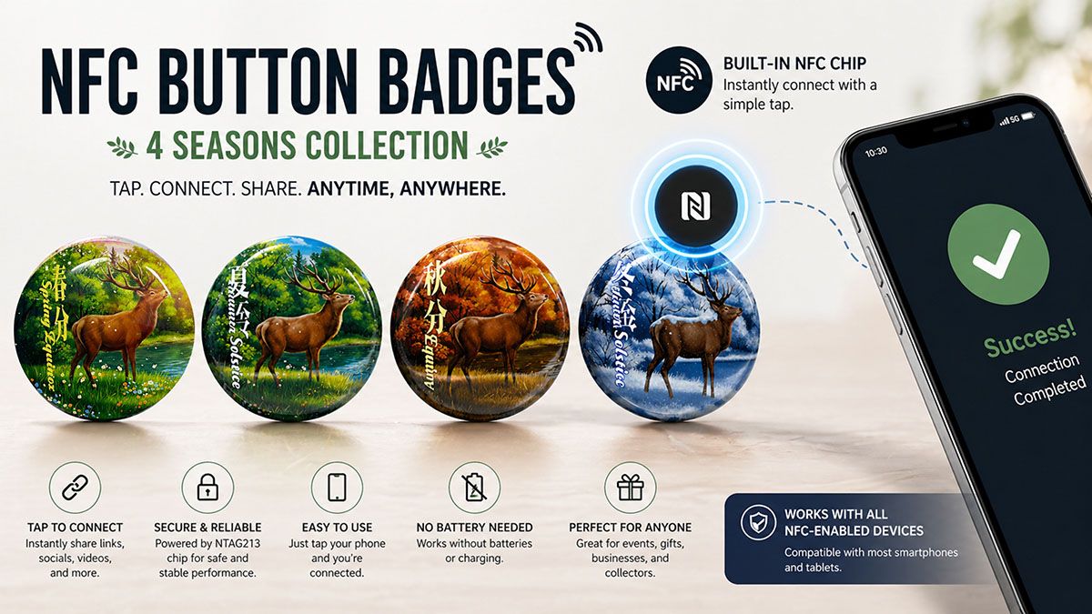 Nfc Pin Custom NFC Button Badges | Personalized Metal & Silicone Promotional ...