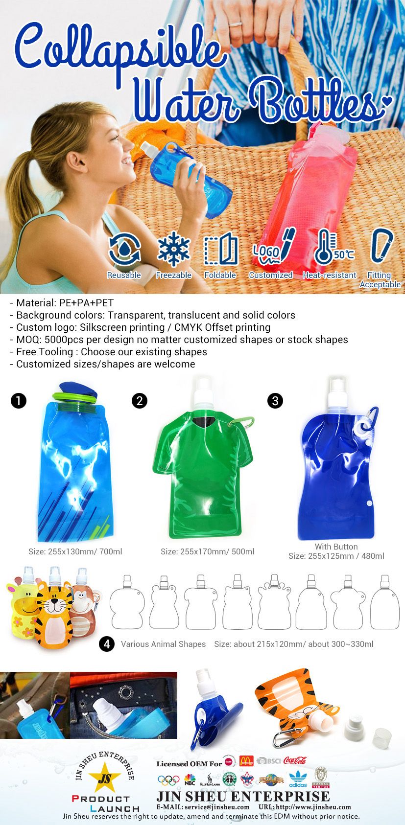 Bouteilles d'eau pliables