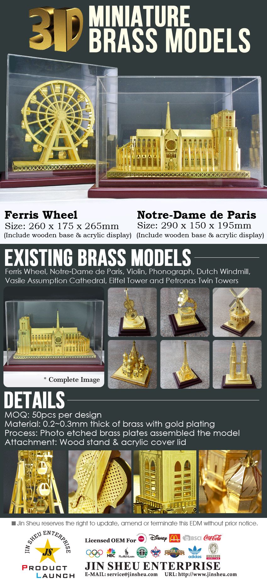 Miniaturas de modelos de latão 3D