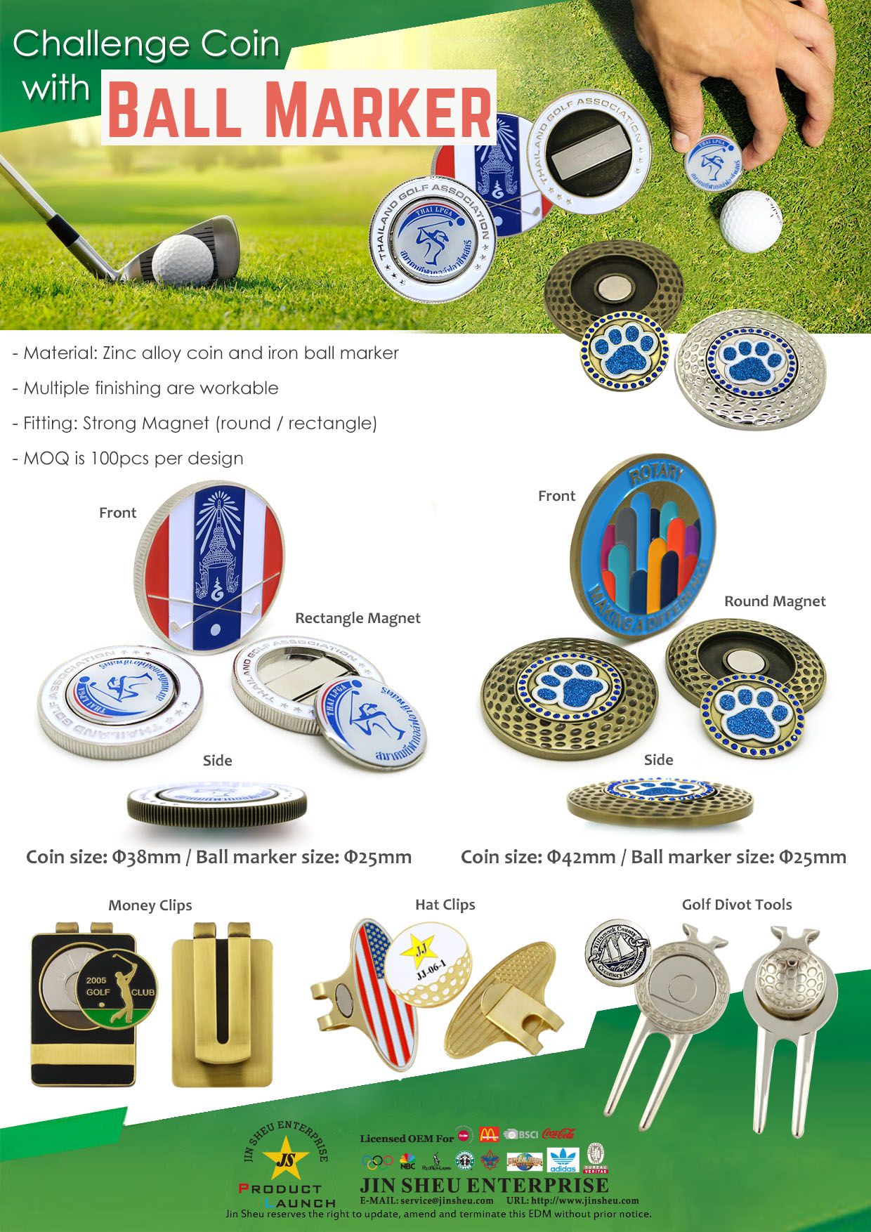 Marcador de moneda de golf EDM