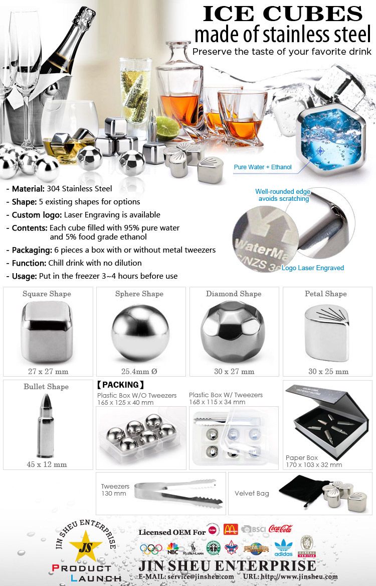 304 Stain Steel Metal Ice Cubes