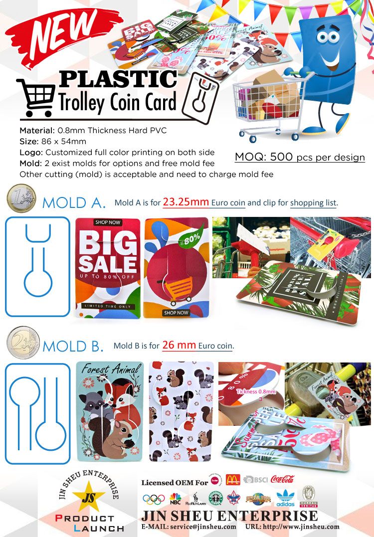 plastic trolley coins card EDM