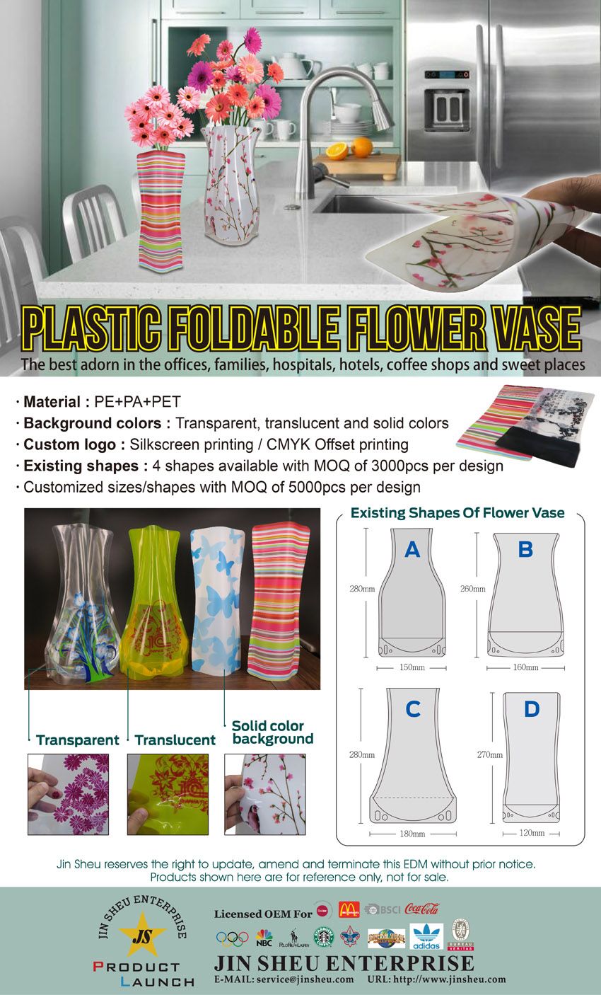 Vasi per fiori pieghevoli in plastica