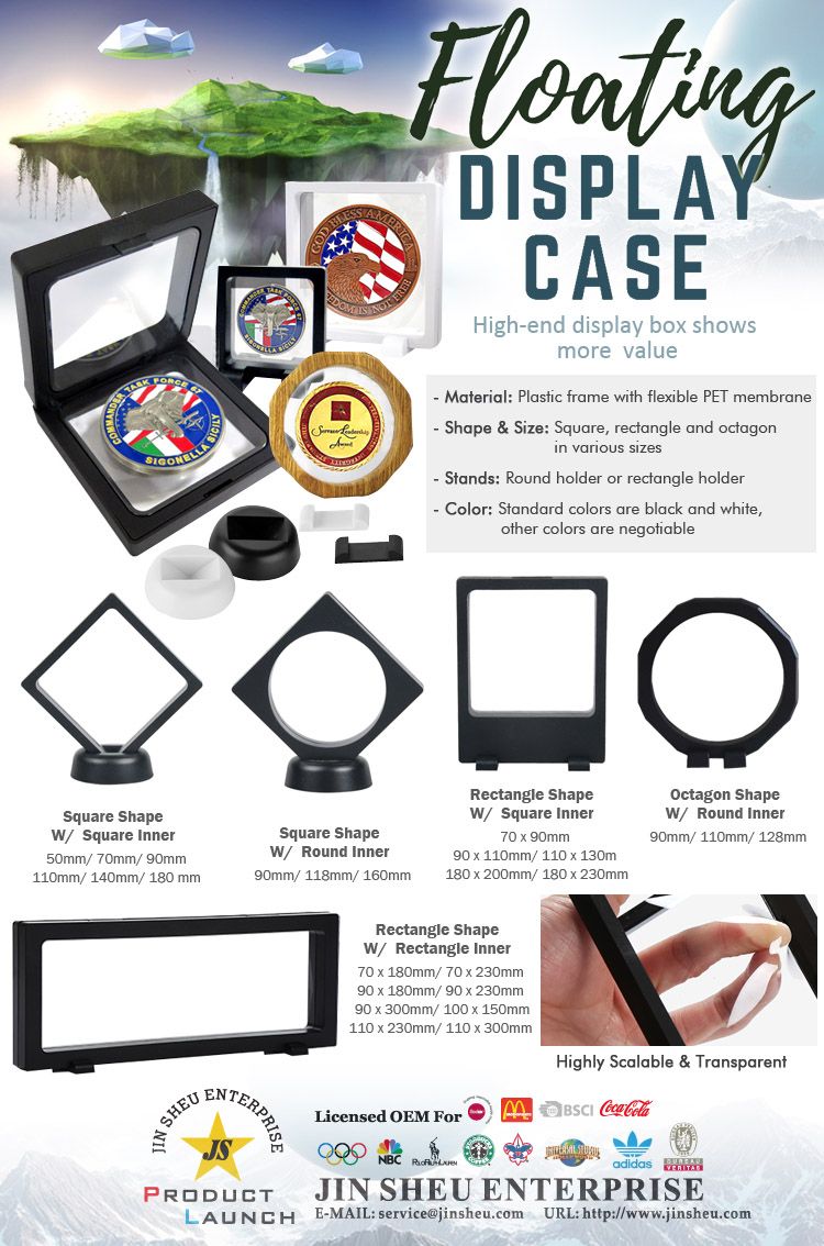 Floating Display Case - membrane floating frames | Keychain & Enamel ...