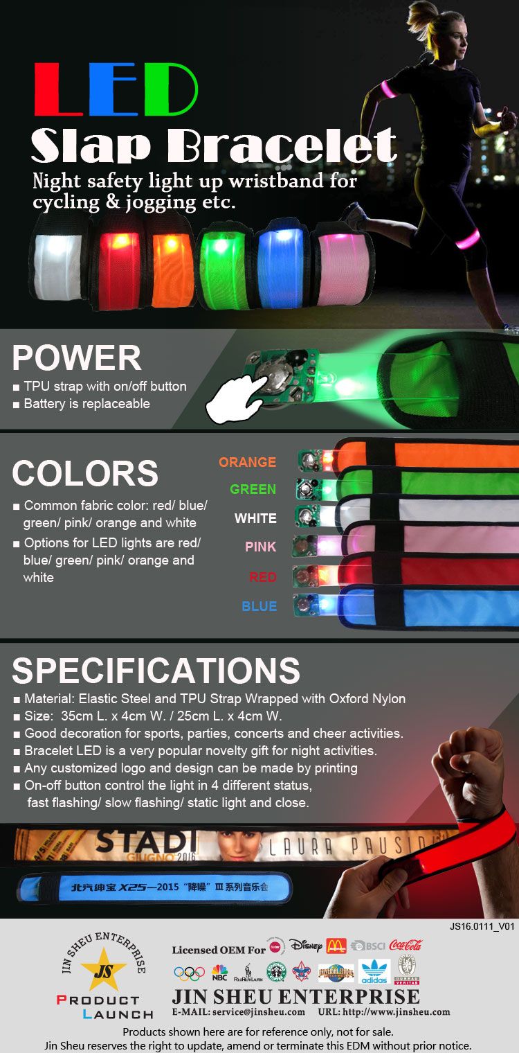 자전거 및 조깅 등을 위한 야간 안전 반사 팔찌입니다.