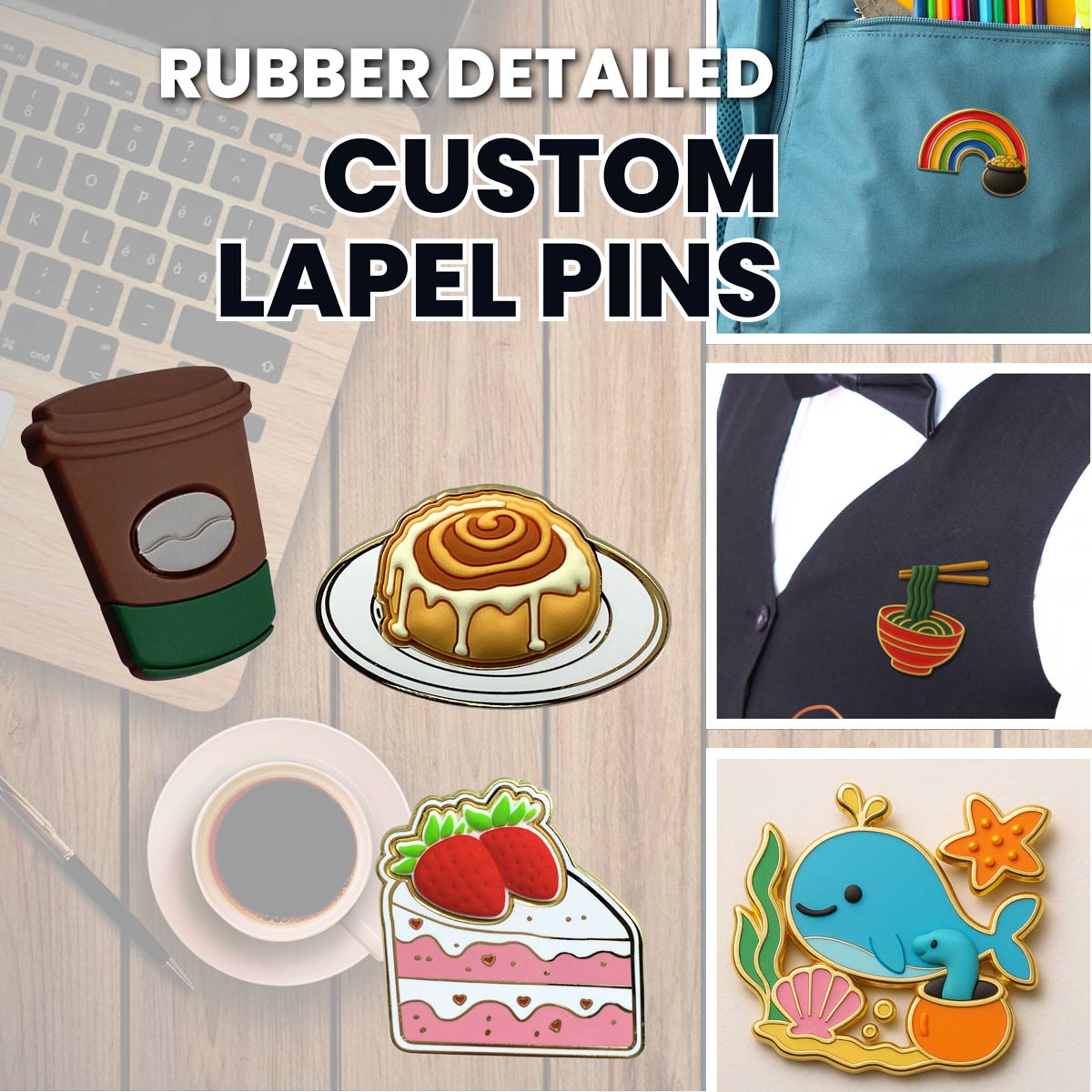 Merch Pin Shapes Custom Enamel Pins with 3D Rubber Elements | Custom Promotional ...