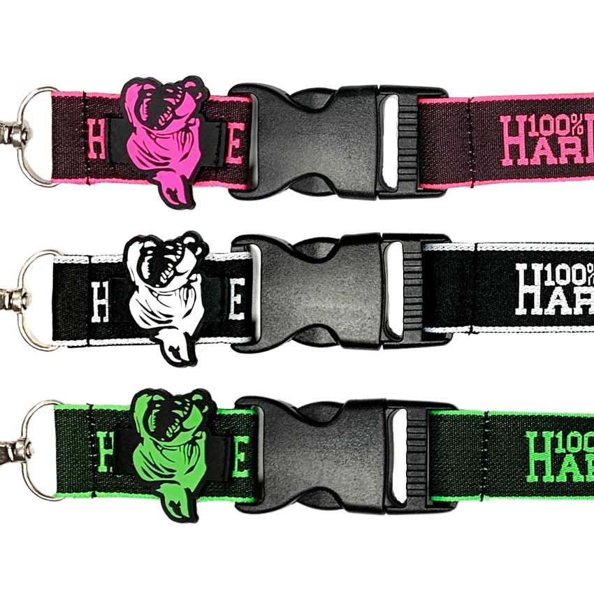 Lanyard personalizzati intrecciati con etichette in PVC morbido a forma di testa di bulldog