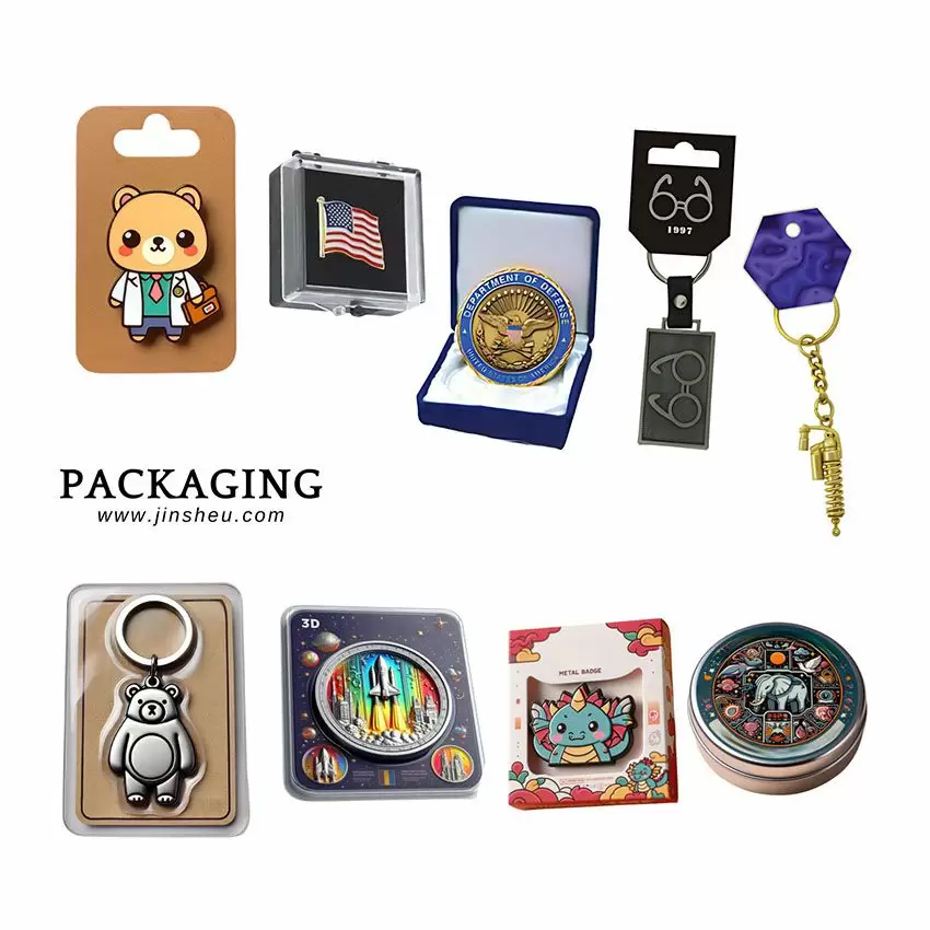 Custom printed packaging for lapel pins, coins, and keychains