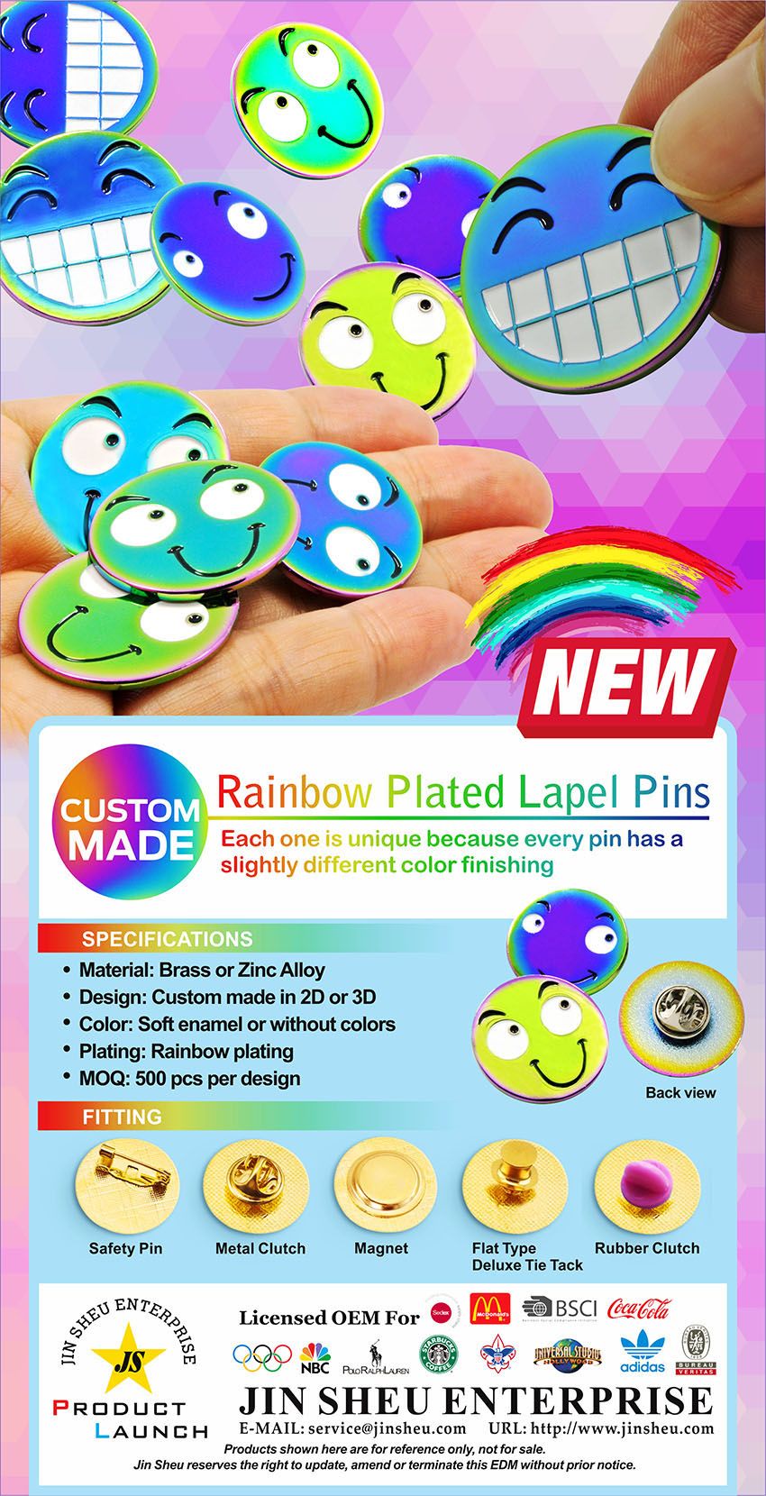 Custom Rainbow Lapel Pins