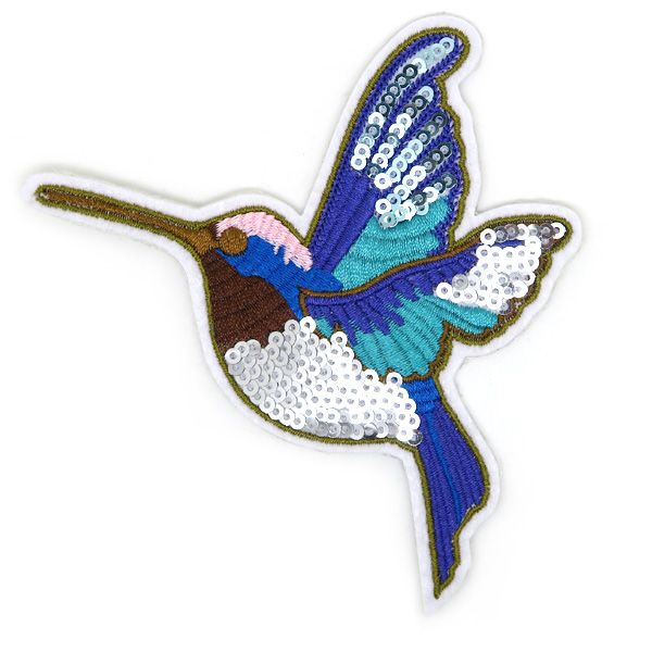 Haftowany naszyjnik z cekinami w kształcie kolibra