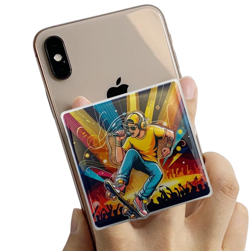Rocker spinner acrylic phone grip