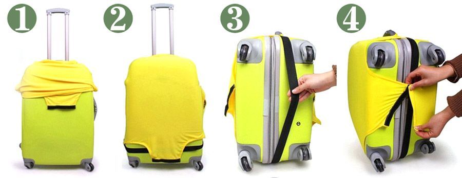 Juego de accesorios de viaje para dos maletas: 4 correas de equipaje y 2  envolturas para asas de equipaje con etiquetas de identificación de  equipaje