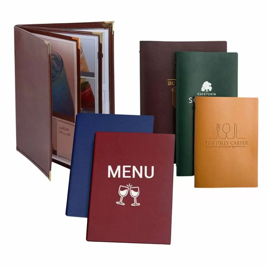 Capas de menu em couro macio