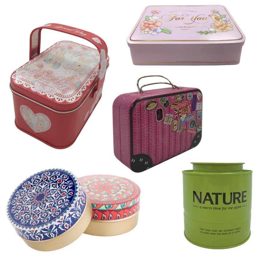 custom tin boxes in various styles and sizes