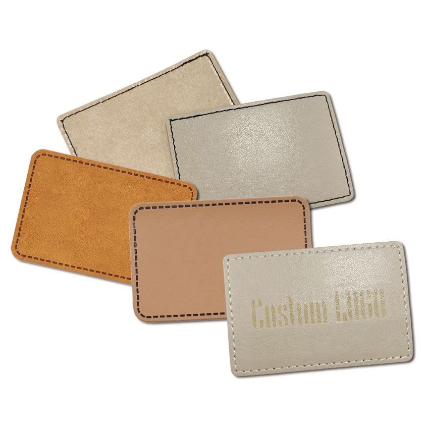 Custom Leather Patches Heat Transfer Iron on Genuine Leather Optional Hook  and Loop Backing Laser Engraved Leather Patches 