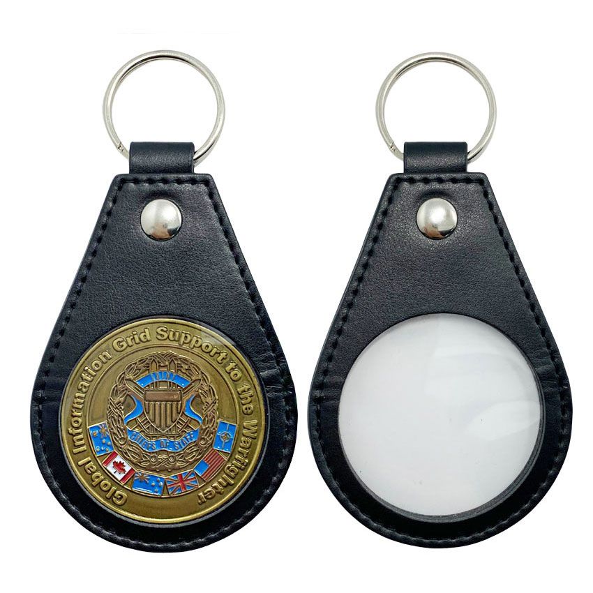 Leather Challenge Coin Holder Keychain | Personalized Metal & Silicone ...