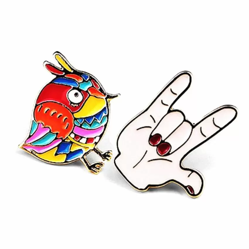 Die cast lapel pins with soft enamel colors filled