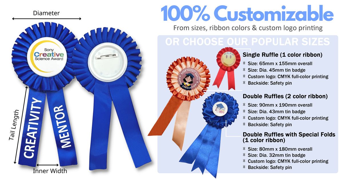Custom Printed Rosette Prize Ribbon - rosette award ribbons | Keychain ...