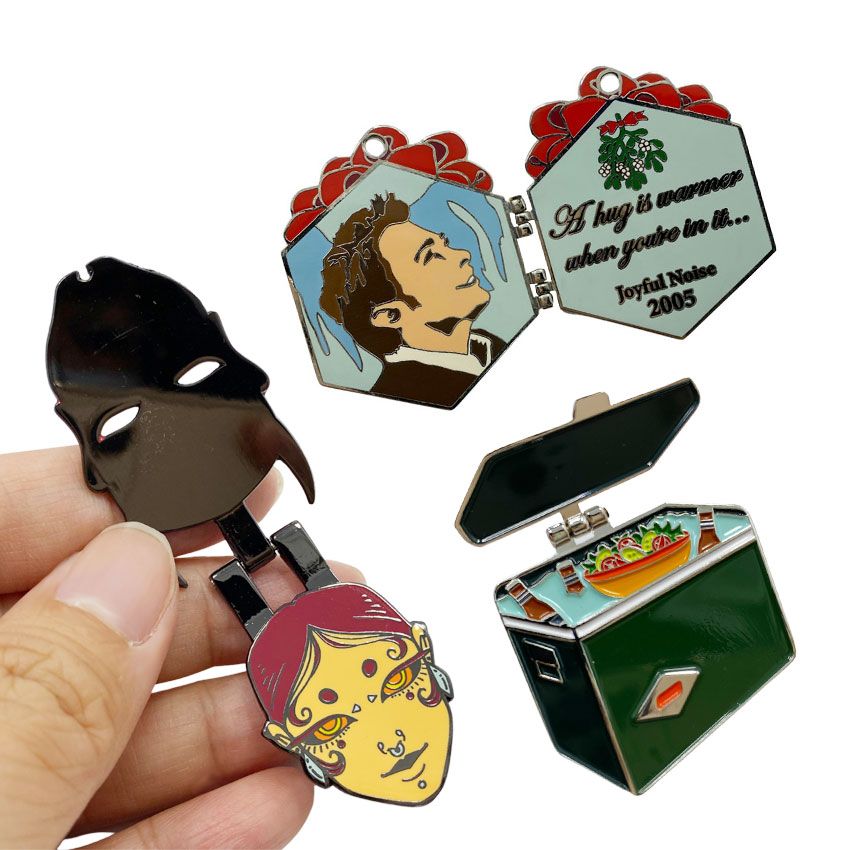 Wholesale custom made special hinged enamel pin