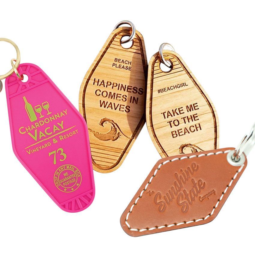Étiquettes de clés d'hôtel promotionnelles et porte-clés de motel - Porte- clés de motel, Fabricant de patchs tissés et brodés