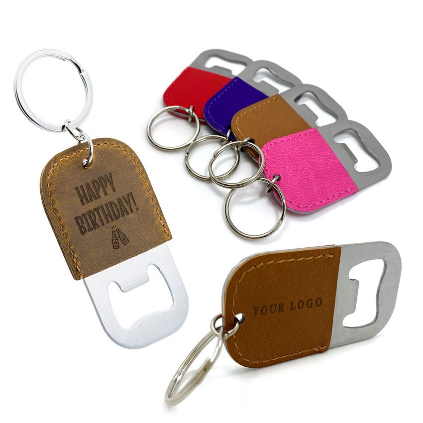 Porte-clés décapsuleur en cuir pour bouteille de bière - porte-clés  décapsuleur en cuir personnalisé, Fabricant de produits promotionnels porte -clés et épingles en émail