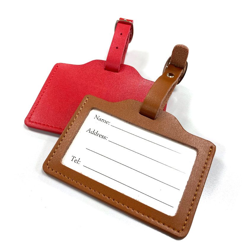 Leather Luggage ID Badge Card Holder - wholesale leather luggage name badge  holder tag, Keychain & Enamel Pins Promotional Products Manufacturer