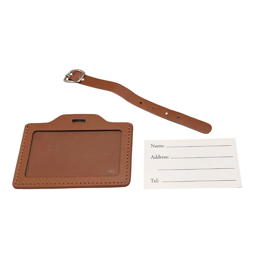 Leather Luggage ID Badge Card Holder wholesale leather luggage name