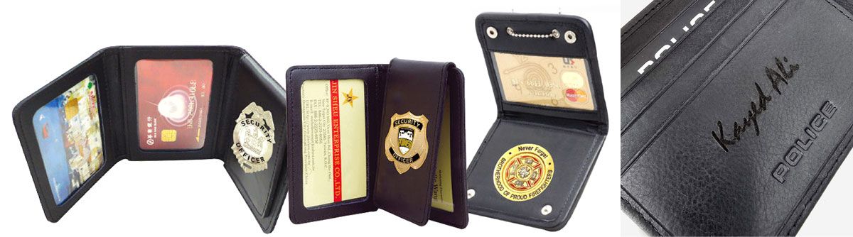 Custom Bi-Fold Leather Badge Wallet & Tri-Fold Badge Wallet For Police