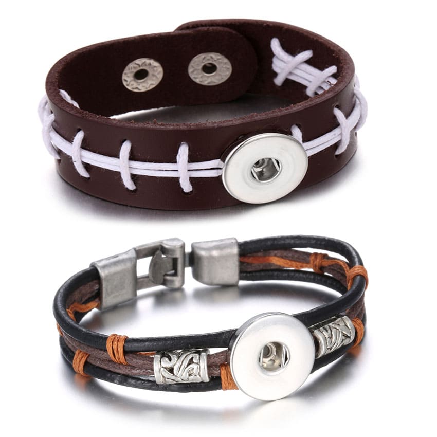 Custom Leather Snap Button Cuff Bracelets | Personalized Metal ...