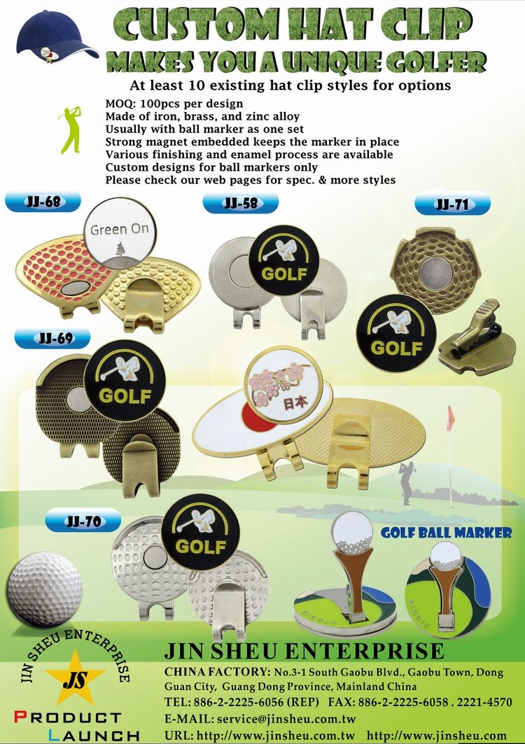 Индивидуальные зажимы для гольф-кепок с маркерами для мячей