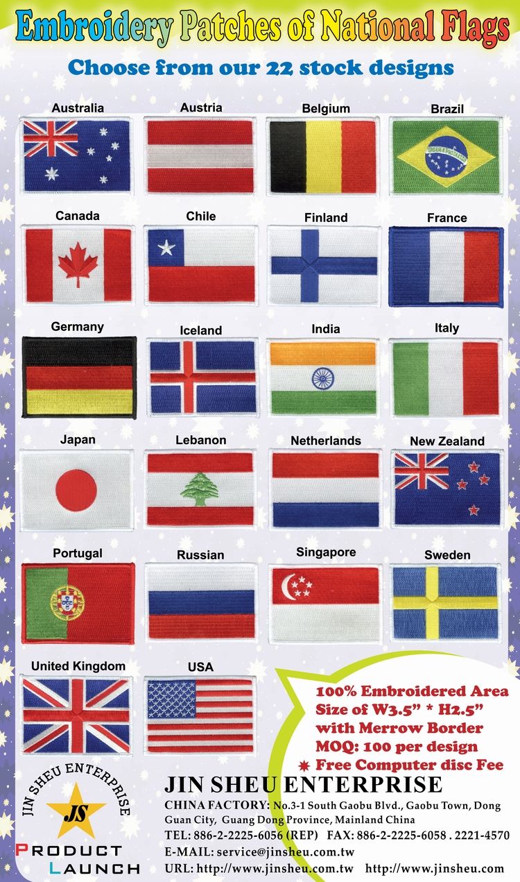 Emblemas Nacionais Bordados Personalizados