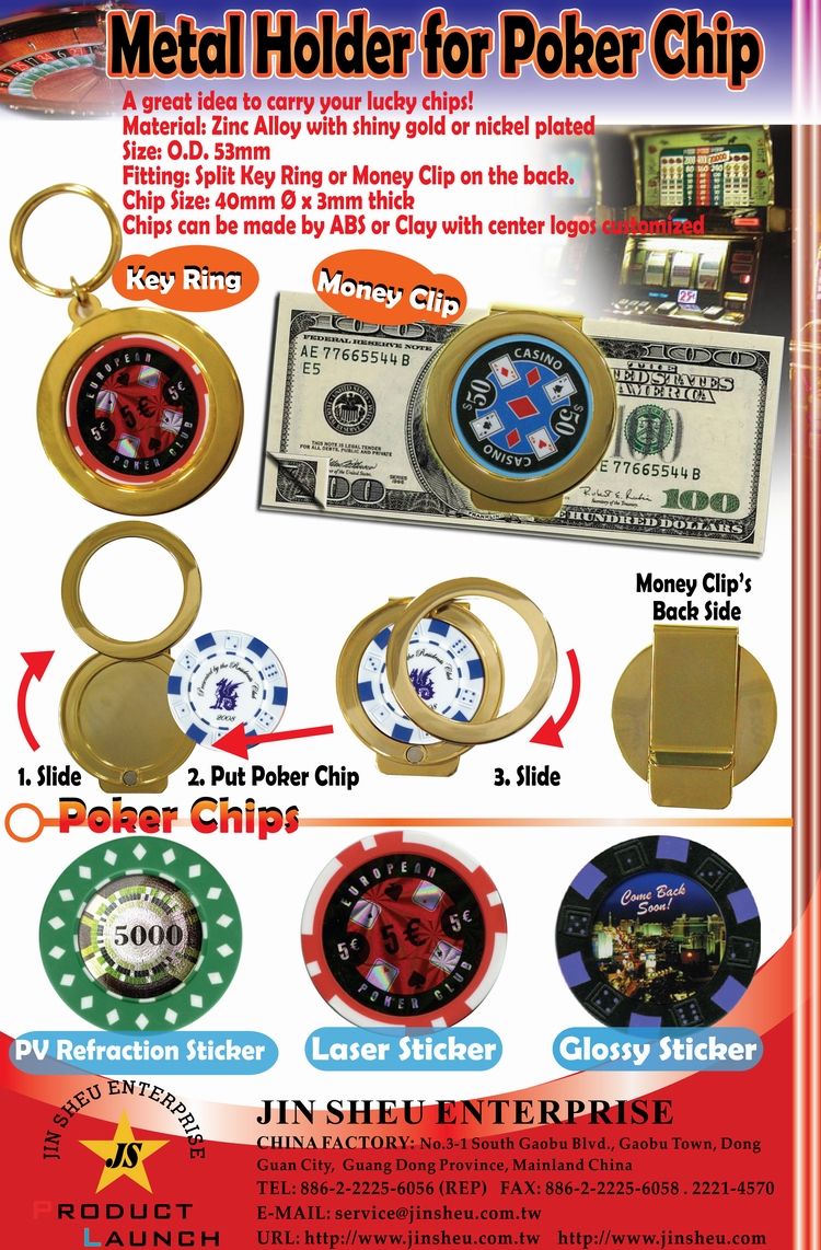 Casino Chip Pengeklipp & Poker Chip nøkkelringer