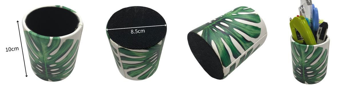 Portapenne In Finta Pelle Nero - Design Rotondo Per Scrivania, Ufficio E Casa - Foto 5