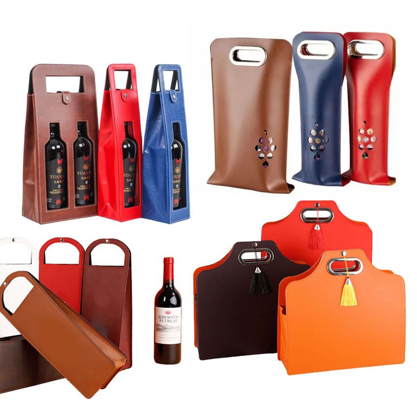 Porta botellas de vino de cuero - Bolsas de transporte de vino de cuero, Fabricante de parches tejidos y bordados