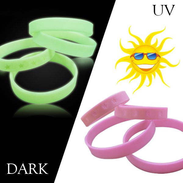 สร้อยข้อมือซิลิโคนที่เปลี่ยนสีภายใต้แสง UV