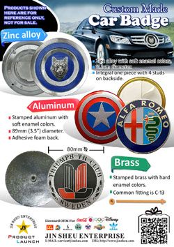 Custom Made Auto Emblems, Car Badges