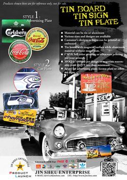 TIN SKILT/ TIN TAVLE/ TIN PLADE