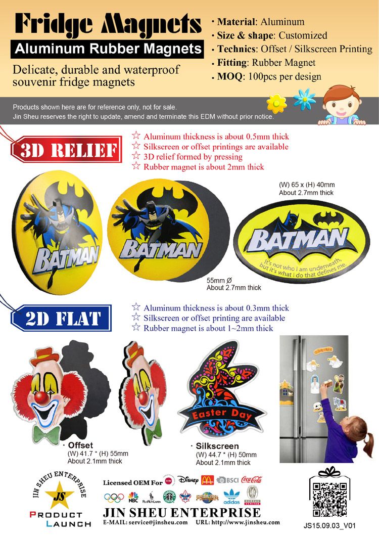 Aluminiumtrykte køleskabsmagneter