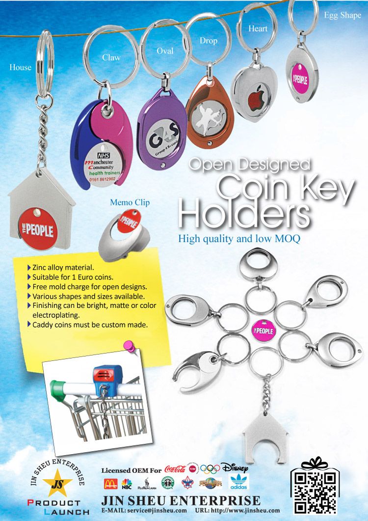 Open designed coin key holders