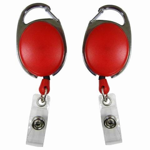 Retractable Tape Measure Chrome Plated 1 metre ID Badge Reel - Red