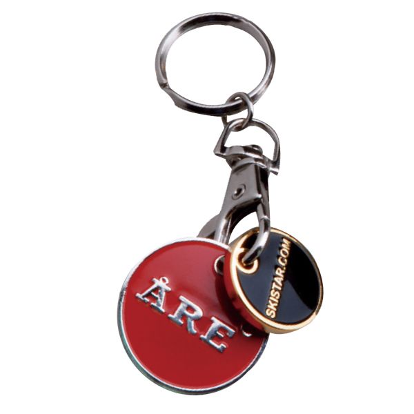 Die Struck iron with soft enamel color trolley coin keychain