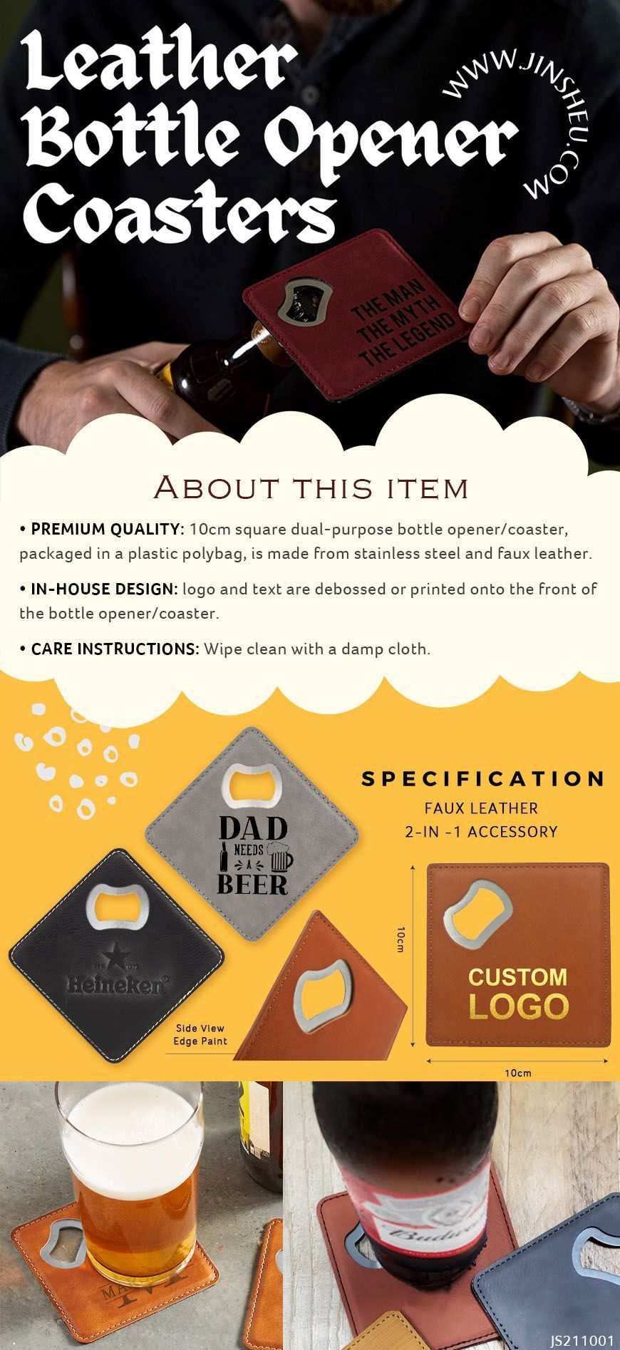 Gepersonaliseerde onderzetter met flesopener