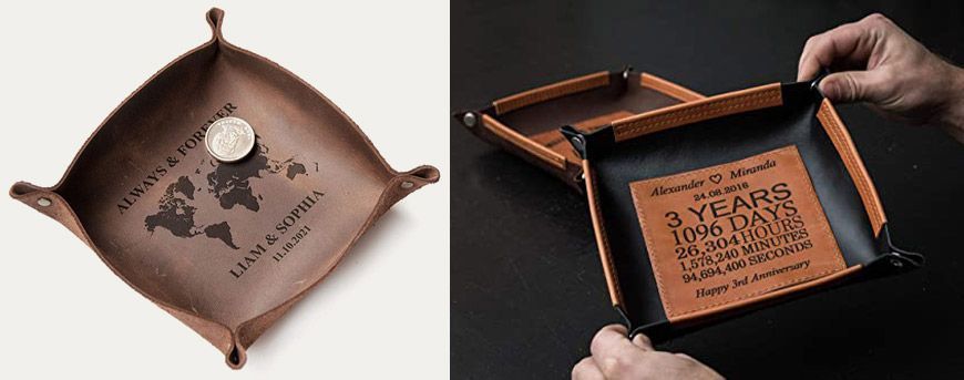 custom leather valet trays