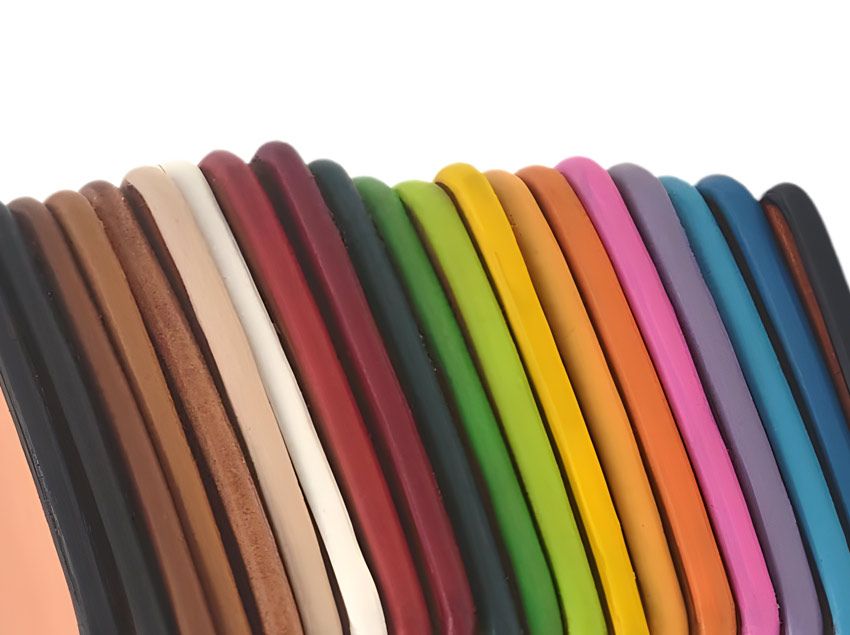 Leather edge paint for custom leather products are available in a variety of colors