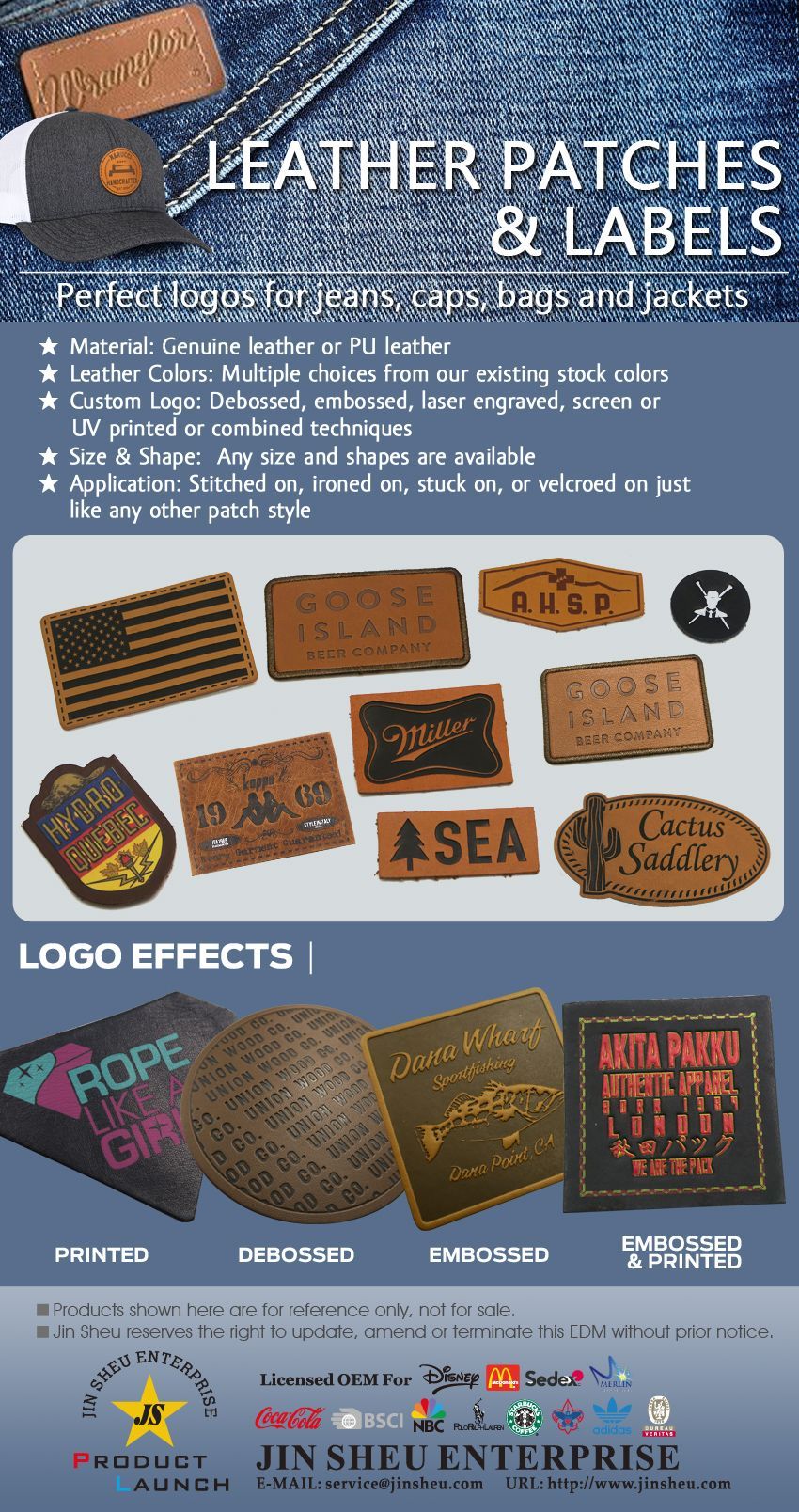 Étiquettes et patchs en cuir personnalisés pour vêtements