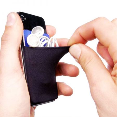lycra cell phone card holder to store cash and earphone