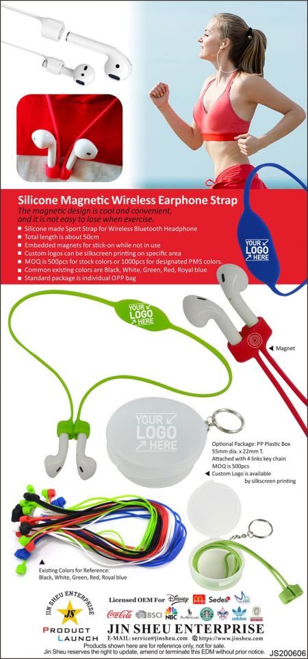 Silikonowy magnetyczny pasek do bezprzewodowych słuchawek - Magnetyczny pasek z silikonu do sportów, zapobiegający zgubieniu