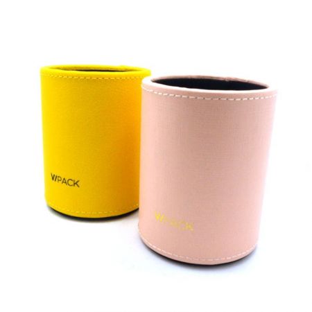 Portapenne In Finta Pelle Nero - Design Rotondo Per Scrivania, Ufficio E Casa - Foto 11