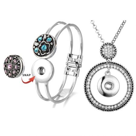 bijoux en métal avec bouton-pression - bijoux interchangeables en vrac avec bouton-pression