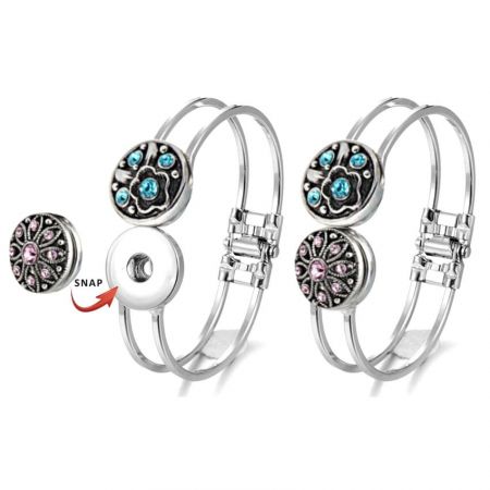 pulseiras de botão de pressão de metal personalizadas